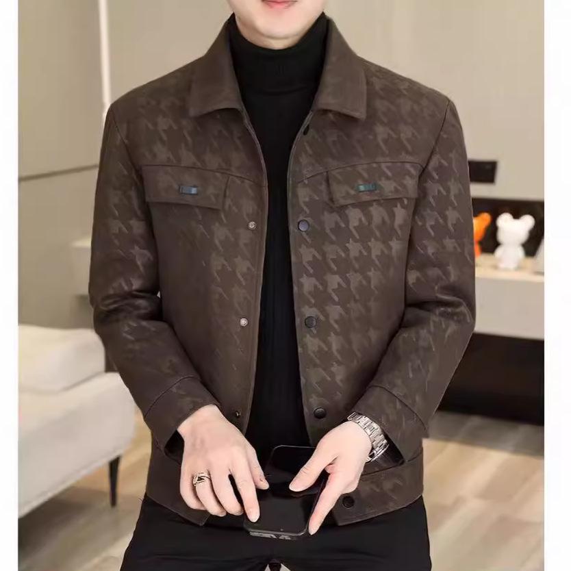 Высококачественная мужская кожаная куртка Qiandongge, мужская высококлассная модная свободная повседневная куртка из искусственной кожи, мужское пальто, весна и осень, новинка