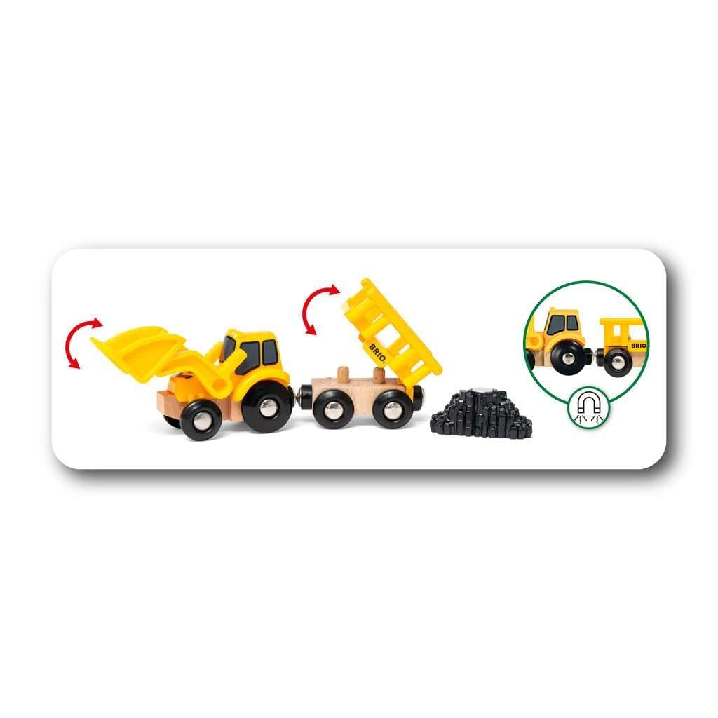 BRIO Wooden Railway Educational Toy Construction Vehicle Set 33658 Indoor Brain Concentration Improved for Boys and Girls (Ages 3+) Birthday,