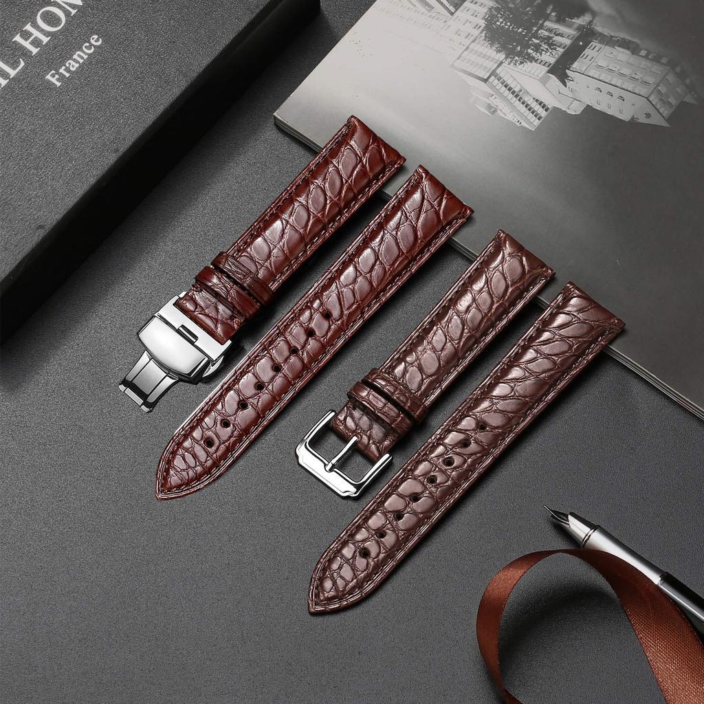 Ремешок для часов из натуральной кожи крокодила, D-образная пряжка, 18 мм, 19 мм, 20 мм, 21 мм, 22 мм, 23 мм, 24 мм, ремешок из крокодиловой кожи, ремешок из крокодиловой кожи
