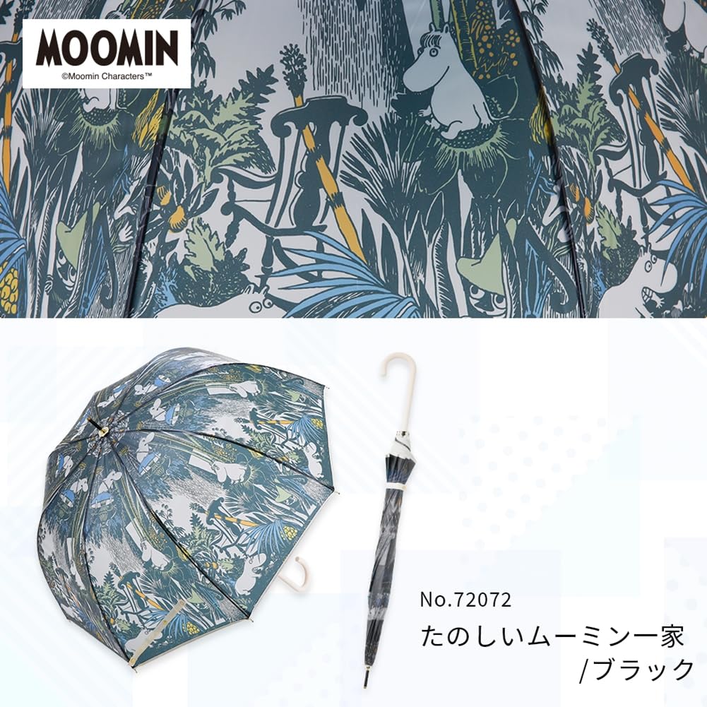 MOOMIN Ogawa Long Vinyl Moomin Family 8 Automatic Gift Item 72072 Umbrella, Umbrella, Design, Black, 60cm, Ribs, Opening,