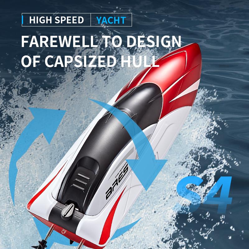 Лодка на радиоуправлении 2.4G S4 Водная скоростная лодка Перезаряжаемый мотор Игрушка Двойной мотор Для детей Мальчика Модель корабля Игрушка Подарок на день рождения