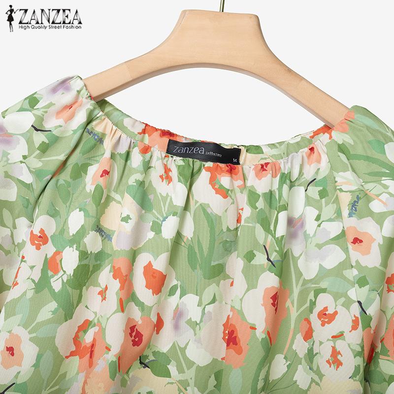 ZANZEA Женская блузка с коротким рукавом и шорты Летние костюмы-двойки с цветочным принтом