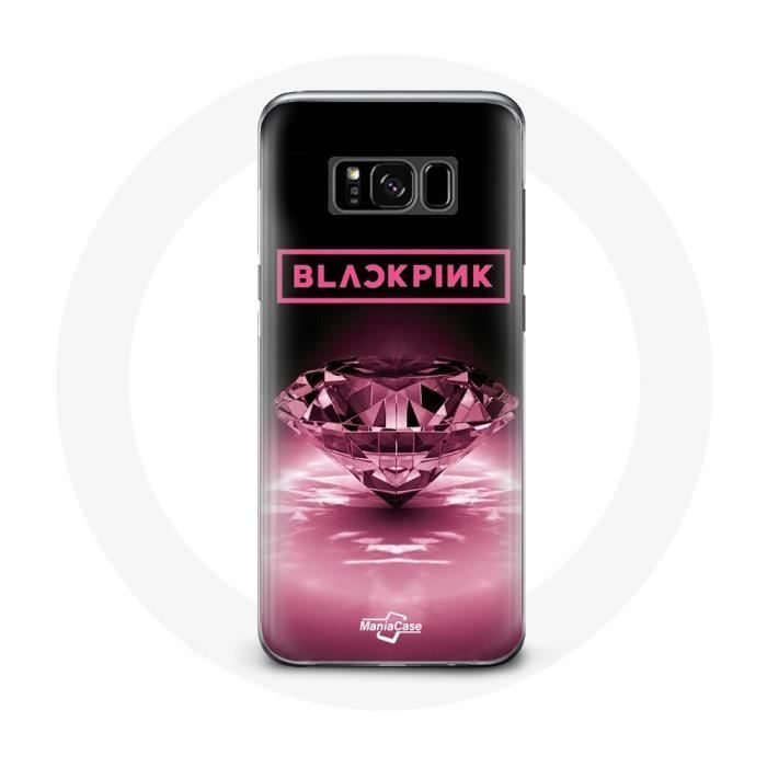 Coque - Maniacase - Samsung Galaxy S8 - Noir - Souple - Kpop Blackpink Logo Rose