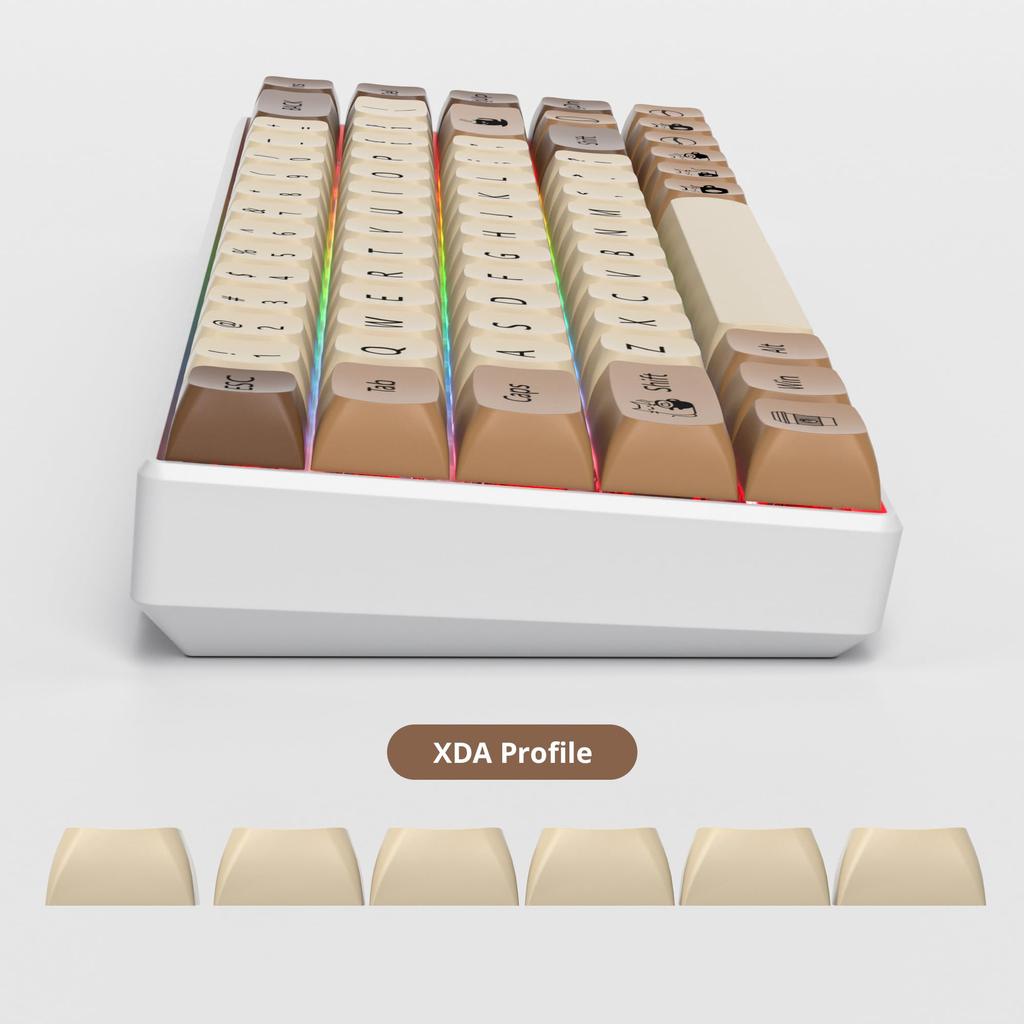 Набор колпачков для клавиатуры XDA PBT 138 Key Dye Sublimation Coffee Cat Costume для игровой механической клавиатуры MX Switch 60, Cherry/Gateron Percent/68/GK61