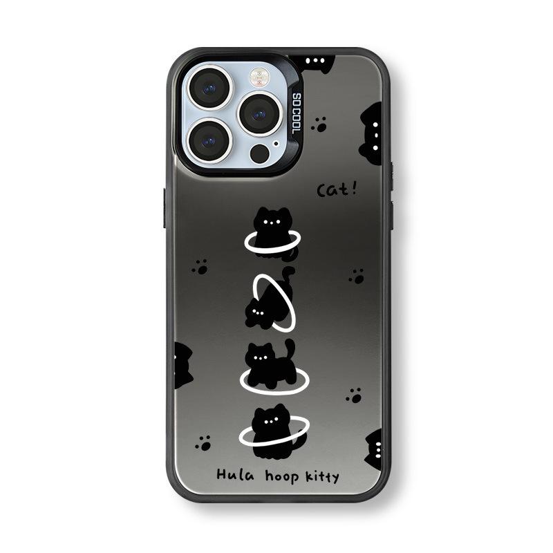 Серебристо-черный чехол для телефона с котенком для iPhone 12 Pro Max/16/17, Нишевый дизайн