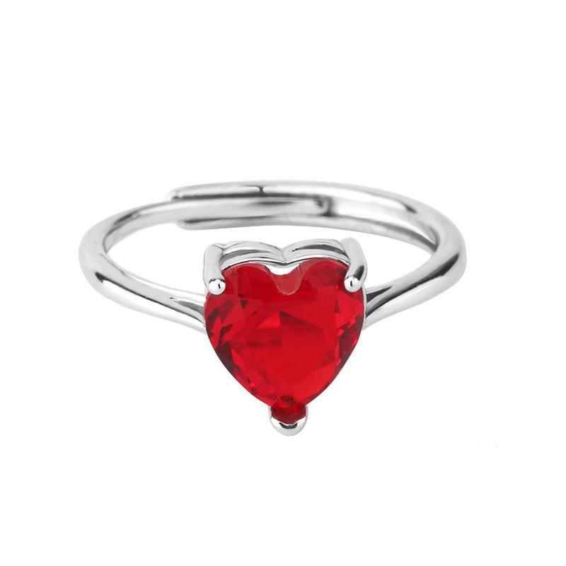 Xiaomi BF CLUB Silver Color Rings for Women Fashion Geometric Handmade Irregular Red Heart Ring Party Christmas Gift