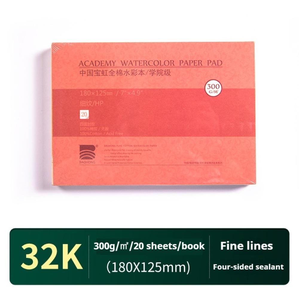 Новый блок акварельной бумаги 20 листов 32K 16K 8K 300 г Акварельный скетчбук Художественная бумага 100% хлопок Бумага для рисования акварелью