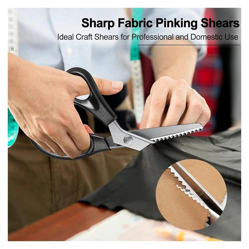 Stainless Steel Pinking Shears with Triangular Serration (Professional Dressmaking/Tailoring Tool for Fabric, Lace & Paper Craft