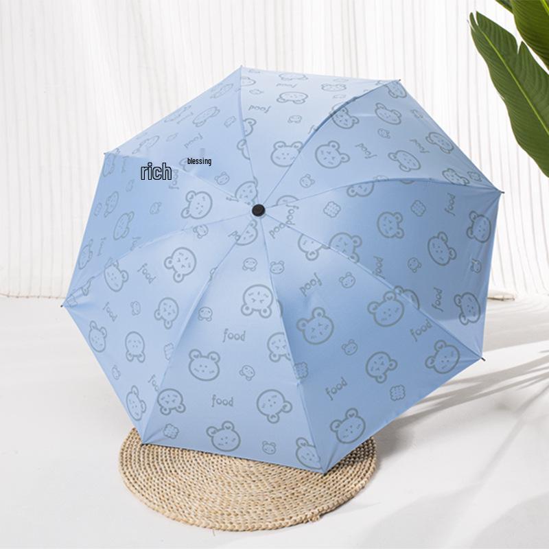 Cartoon Print Dual-Use Folding Sunshade Umbrella - UV Protection and Rainy Day Use