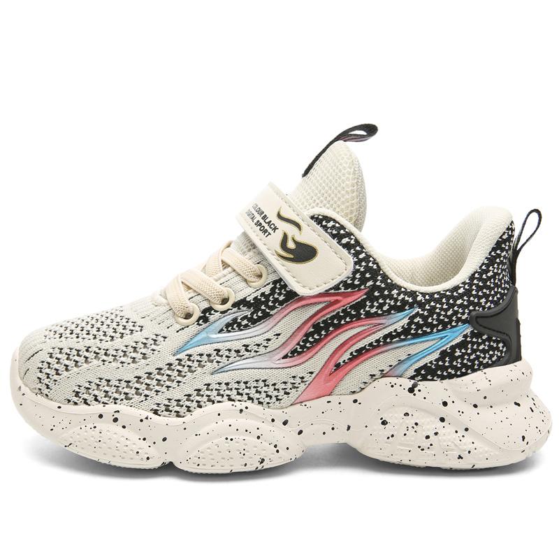 Children's Fashion Flyknit Casual Thick Bottom Velcro Boys' Sports Shoes Night Light Sports Shoes