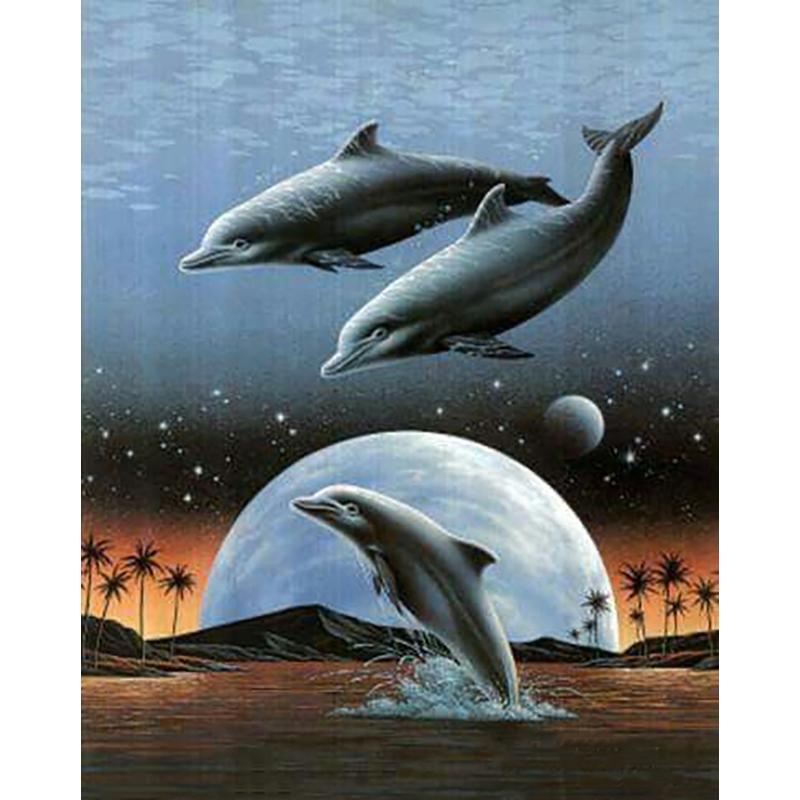 Diy Дельфин 5D алмазная живопись полная круглая дрель животное Алмазная вышивка мозаика комплект для вышивки крестом настенное искусство домашний декор подарок