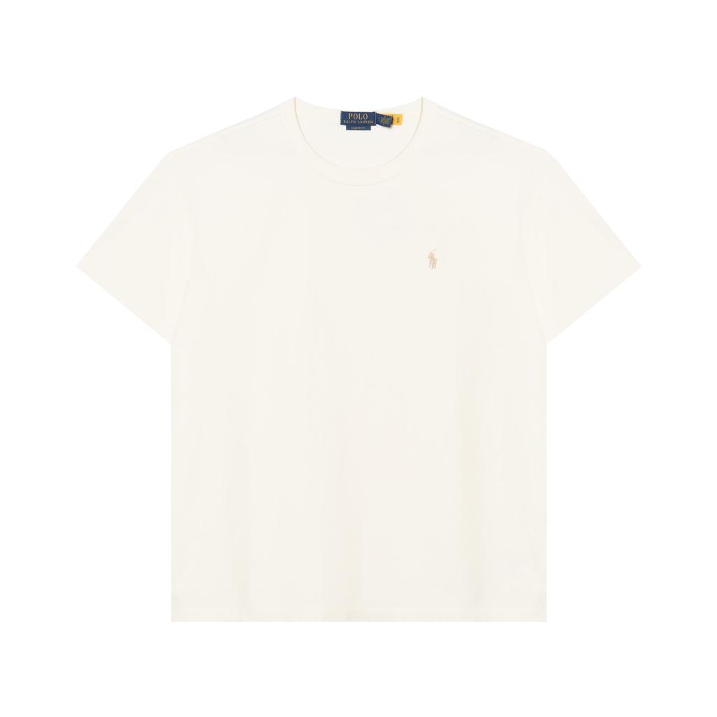 Polo Ralph Lauren Однотонная футболка с круглым вырезом и коротким рукавом Мужские топы Светло-коричневый 710916698-003