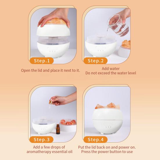 Ultrasonic Cold Mist Air Humidifier with 7 Colors Salt Lamp Fragrance Diffuser Timer Function Air Humidifier Aromatherapy Essential Oil Diffuser