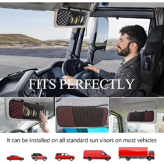 2 PCS CD Visor Holder for Car, Black Non-Woven Cloth & Pu Leather Large Capacity Visor CD Holder