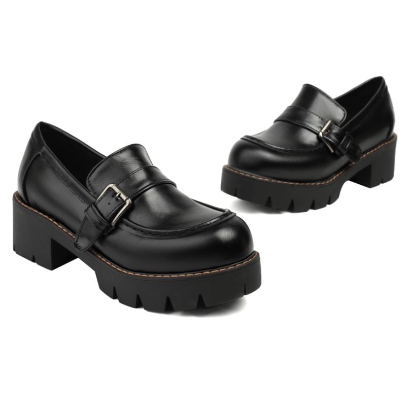 Fashion Low Heels Pumps Loafer Shoes Woman Gray Black Women's Heeled Casual Buckle Party Office Shoes Ladies Large Size Footwear