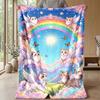 Rainbow Cats and Friends Theme blanket Lightweight Warm Flannel Blanket Decorative Throw Blanket for Home Decoration