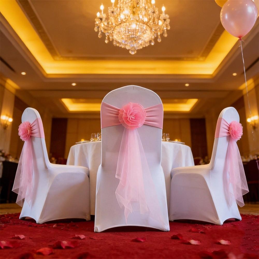 Stretch Chair Bow Tie Ready Made Spandex Stretch Cover Elegant Chair Sashes Banquet Setting