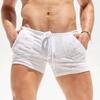 Soft Breathable Pajamas Mens Shorts Summer Sexy Stretch Slim Shorts For Men Casual Pure Color Drawstring Tie-up Shorts Nightwear