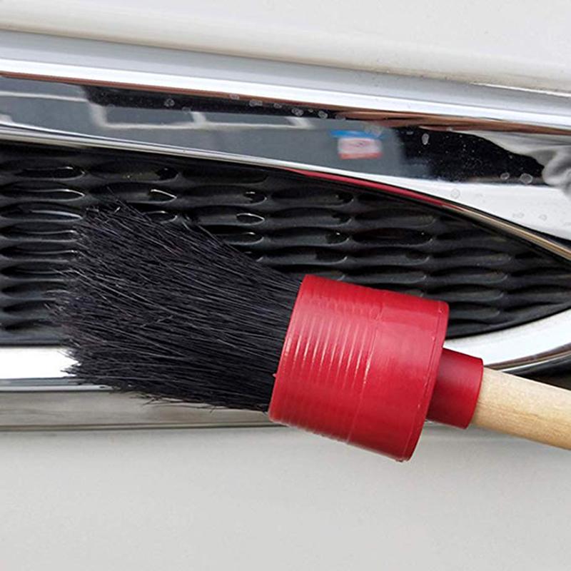 Natural Handle Car Air Vent Detailing Cleaning Brushes Towel Set Deep Cleaning Auto Maintenance