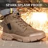 Ботинки мужские противоискровые со стальным носком и высоким верхом, рабочие защитные ботинки для мужчин, промышленная рабочая обувь, зимние ботинки из микрокожи