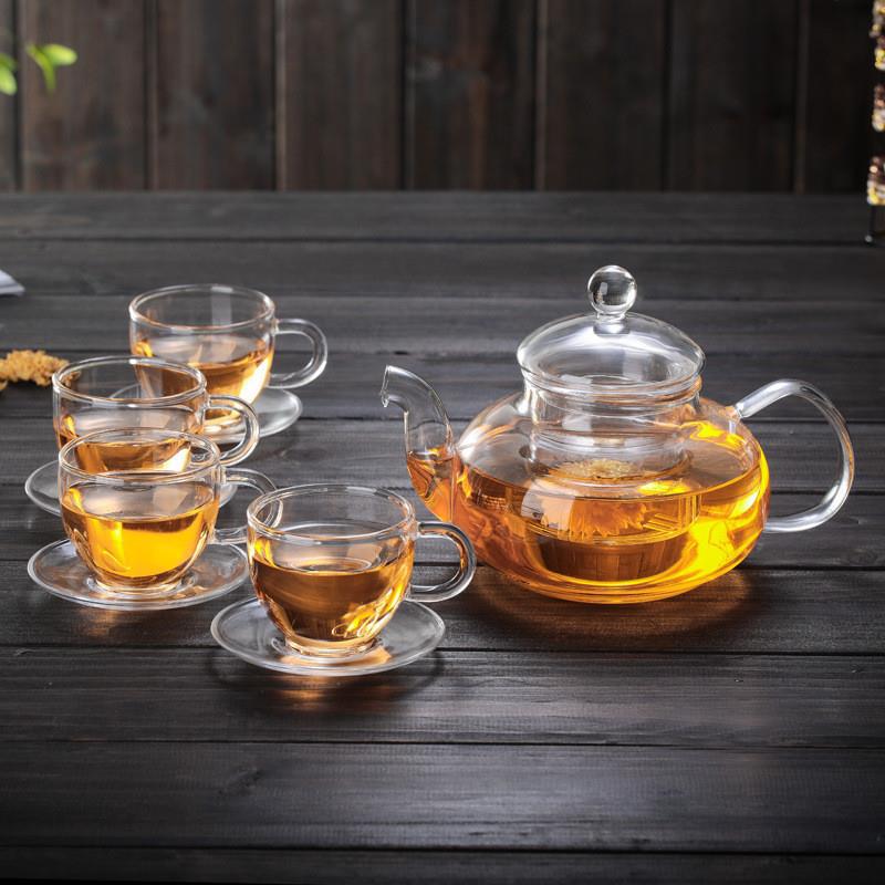 Matte High Borosilicate Glass Teapot Set with Built-in Stainless Steel Filter, High Temperature Resistant