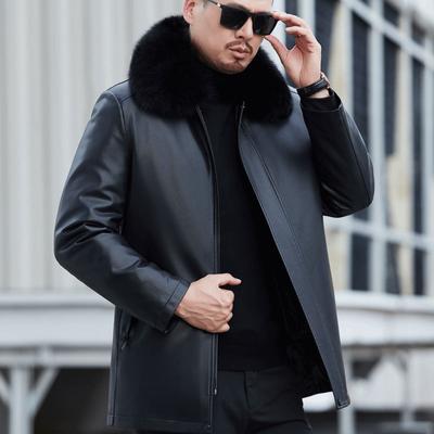 Кожа Кожаная куртка Мужская Утепленная пуховая куртка Папина Свободная куртка
