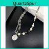 Геометрическое Многослойное Колье-Монетка с Жемчужной Цепочкой-Замочком Для Женщин и Мужчин