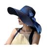 Women Straw Hat Wide Brim Breathable Lightweight Sun Protection Hat with Lace-up Bowknot Decor Sun Hat