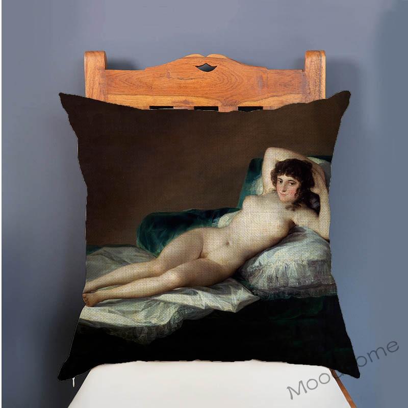Italian Renaissance Giorgione Famous Oil Painting Sleeping Venus Linen Sofa Decoration Pillow Case Gallery Art Car Cushion Cover