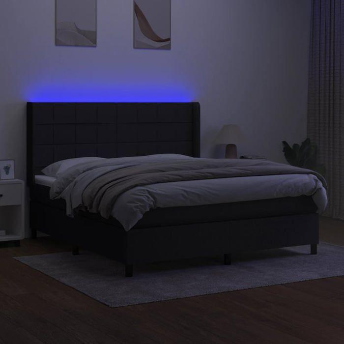 VidaXL Bed Slatted Base with Mattress and LEDs, Upholstered Bed, Double Bed, Adult Bed for Interior Bedroom, 3138335