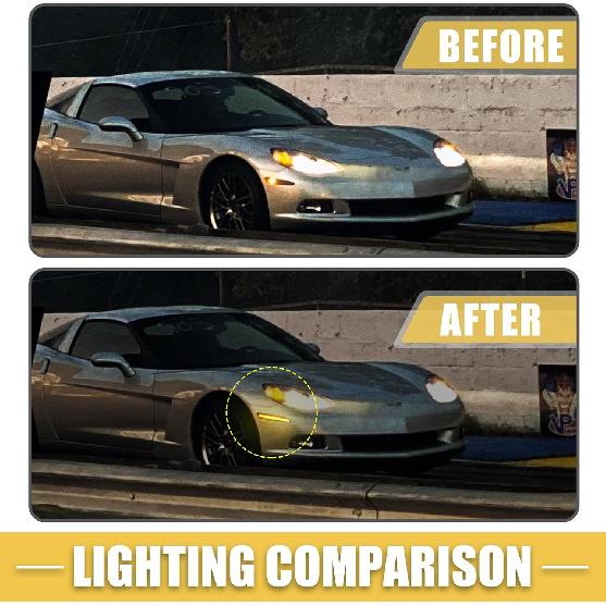 LED Side Marker Light 10440721 Front Rear Turn Signal Lights Fender Sidemarker Lamps for Chevy Corvette C6 Black Lens Amber Red LED Light 2 Pair