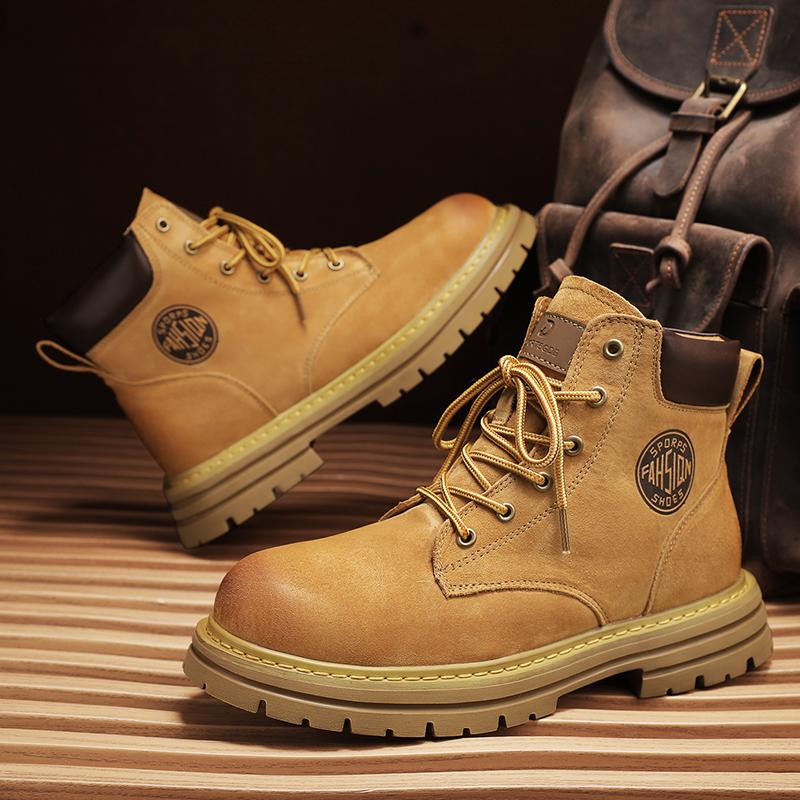 Новые удобные высокие ботинки для отдыха, нескользящие мужские ботинки для мотоциклистов со шнуровкой, замшевые кожаные ботинки для отдыха на открытом воздухе, мужские ботильоны, кроссовки
