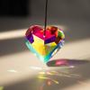 Семицветный Хрустальный Стеклянный Сердечный Орнамент для Рождественской Елки и Новогоднего Украшения