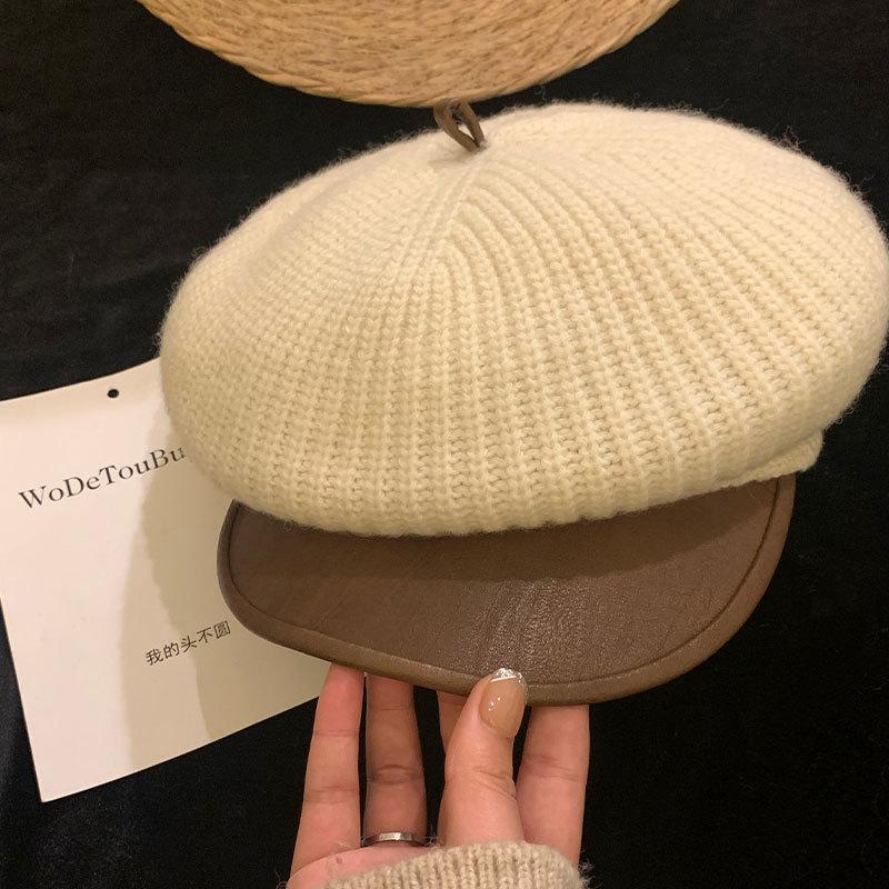 Women S Contrast Color Beret Hat Korean Style Casual Painter Cap