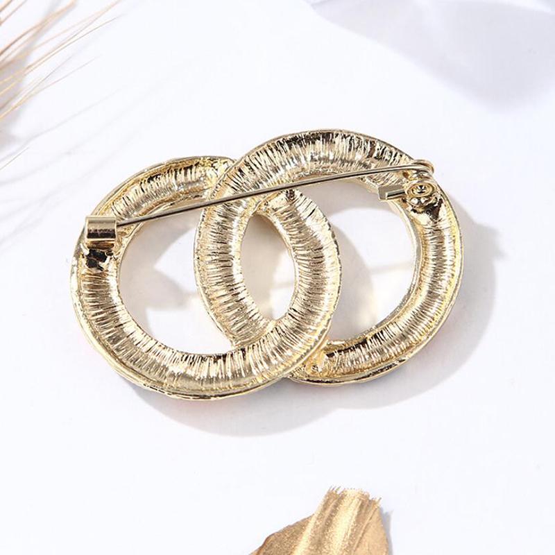 Pearl Colorful Enamel Double Circle Brooch Coat Scarf Pin Luxury Jewelry