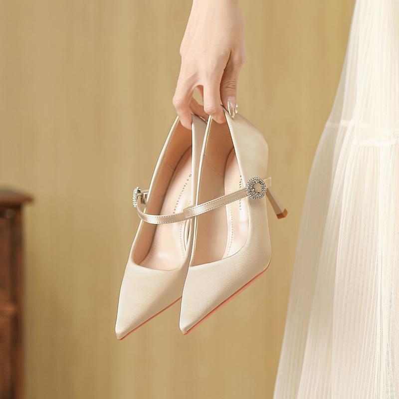 New Temperament Pointed Women's High Heels Shallow Mouth Sexy Single Shoes High Sense Wedding Shoes Women