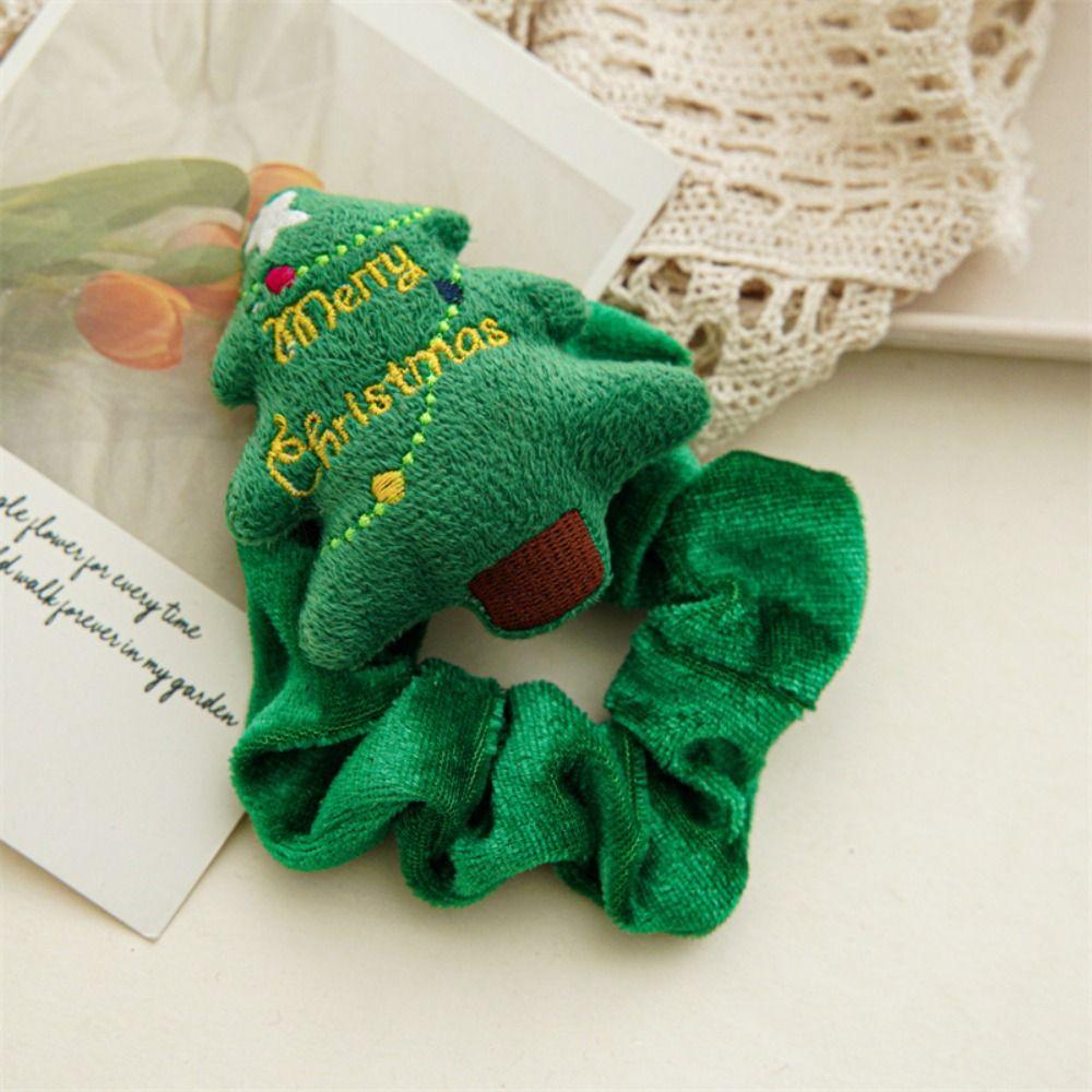 Cute Hair Rope Plush Santa Claus Lint Christmas Scrunchies  Girl