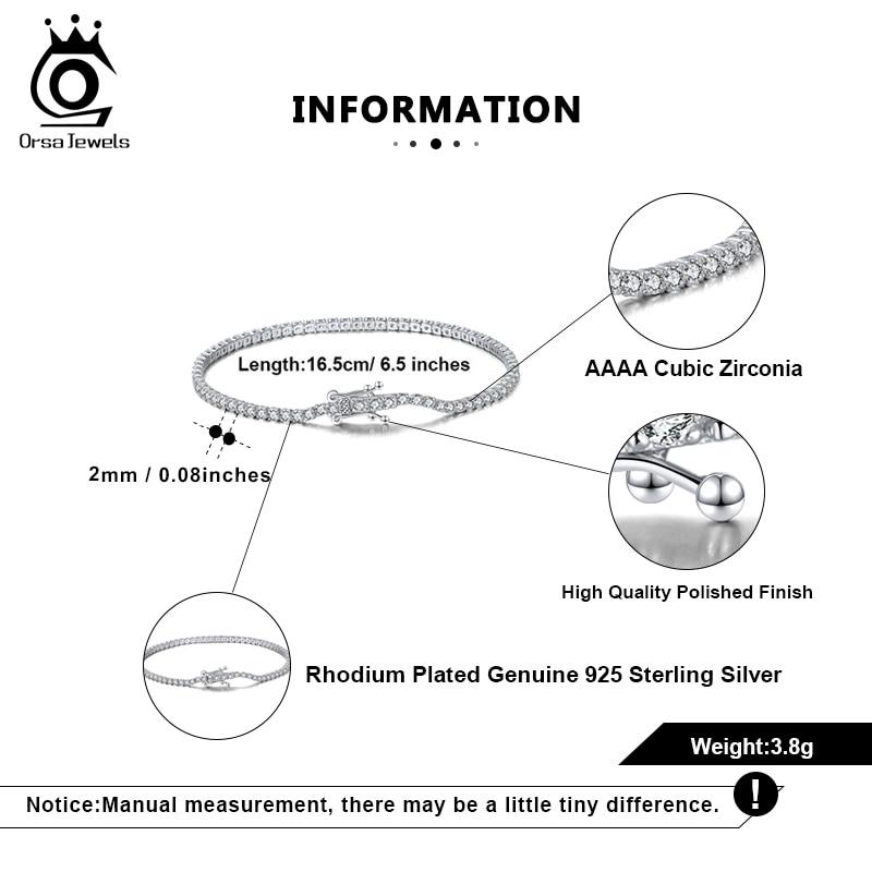 4mm Round Cut Tennis Bracelet In 925 Sterling Silver White Gold Woman Men Bracelets Bangle Jewelry Hand Chain Sb94