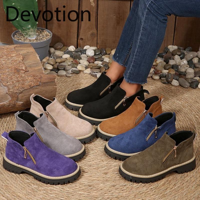 Самая продаваемая обувь: Женские ботильоны на толстой подошве, Новые ботинки с круглым носком, противоскользящие, Большого размера, Преданность