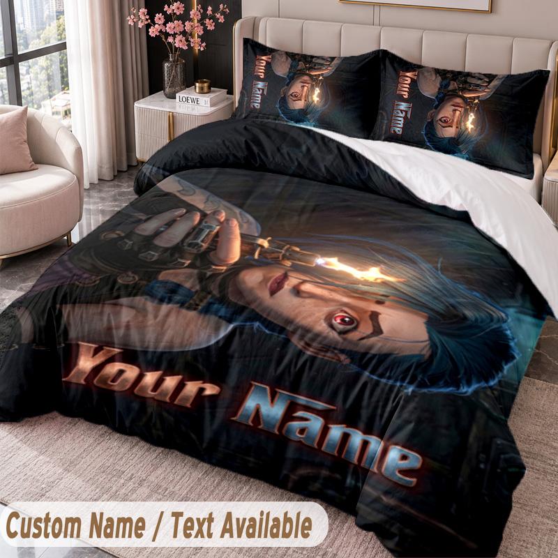 Custom Name Text 3Pcs Bedding Set Arcane Duvet Cover And Two Pillowcases