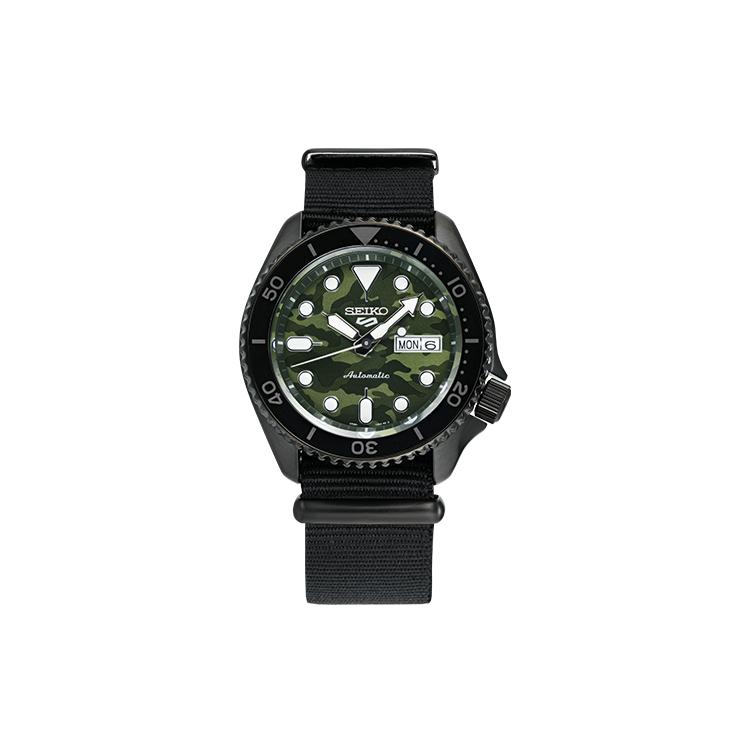 Seiko 5 Механизм с автоподзаводом Нейлоновый ремешок Часы Мужские Часы Зеленый циферблат SRPJ37K1