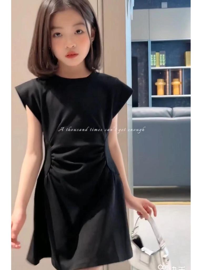 Korean-Style Girls' Sleeveless A-Line Dress - Summer Waist-Fit Fashion for Middle & Big Kids
