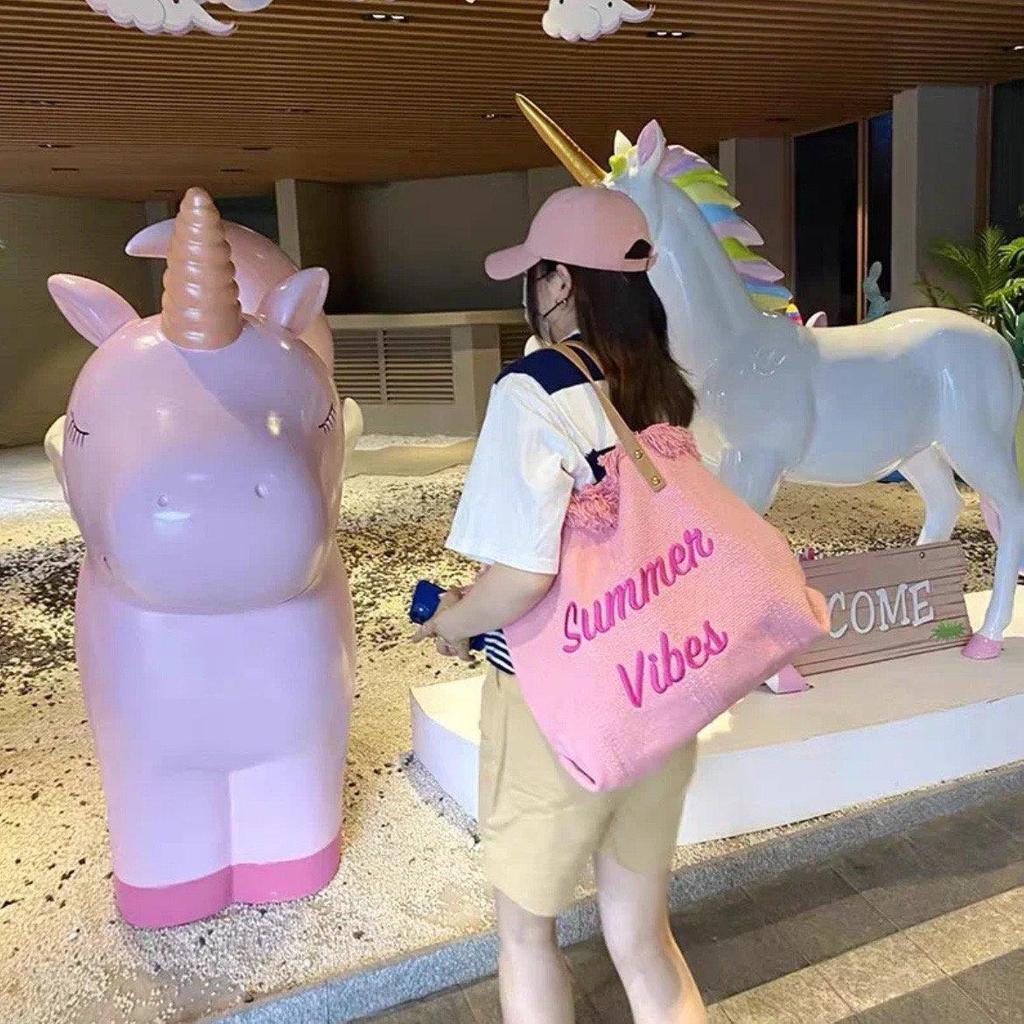 2023 Women's Canvas Beach Tote: Large Capacity, Versatile Tassel, Shoulder Handbag