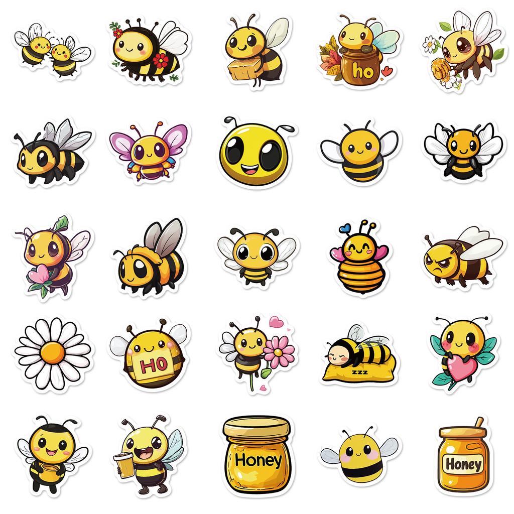 New 50 Cute Cartoons, Commuter Bee Stickers, Children's Reward Stickers, Cute Decorative Mobile Phone Case Stickers