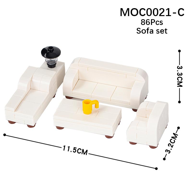 Город Фигурки Мебель Набор Игрушки Модель MOC Кирпичи Детская коляска Стол Диван Кровать Пианино Кухня Ванная Строительные блоки Подарок