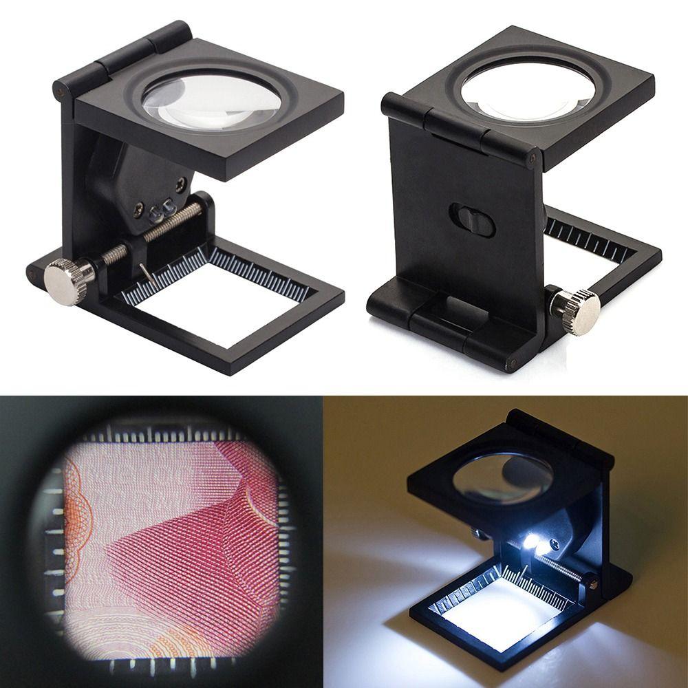 Professional Folding Mini Linen Tester Magnifying Glass 10X Cloth Thread Counter Magnifier