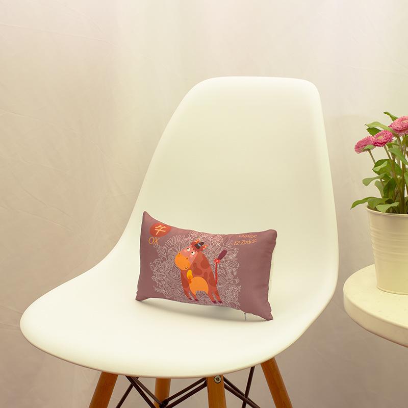 Двенадцать знаков зодиака, сатиновый принт, подголовник для автомобиля, мультяшный, удобный, подушка для поясницы из ПП-хлопка, домашняя подушка