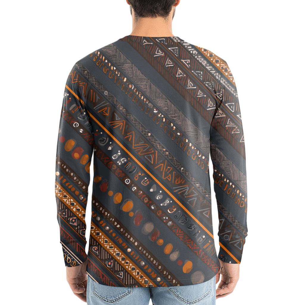 Мужская футболка с V-образным вырезом, повседневная, модная, с принтом, с длинным рукавом