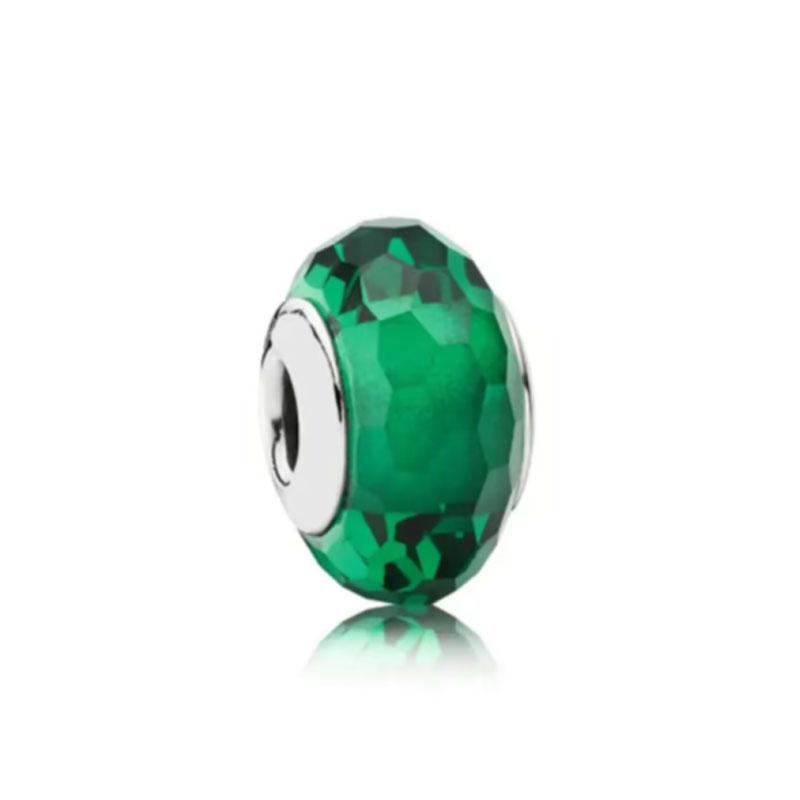 New S925 Sterling Silver Plated Pink Red Green Blue Murano Glass Bead Charm Fit Original Bracelet DIY Jewelry For Girl