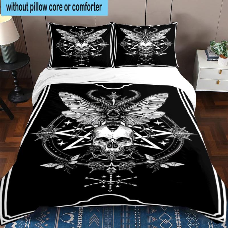 Skull And Serpent Design 3pcs Bedding,Including 1pc Duvet Cover And 2pcs Pillowcases Perfect for Christmas,Ideal for Bedroom, Dormitory